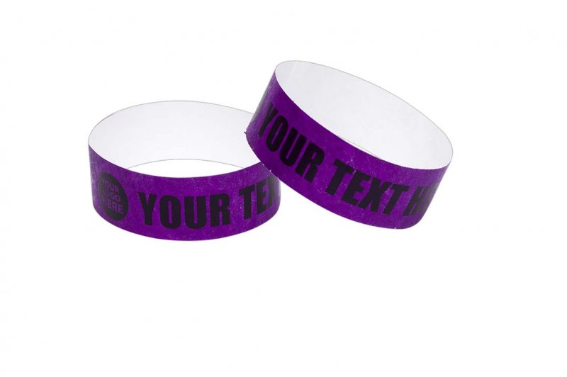 100 Premium Custom Printed Purple Tyvek Wristbands