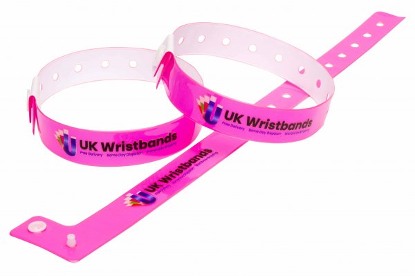 10000 Custom printed Neon Pink L Shaped Wristbands