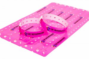 1000 Custom printed Neon Pink L Shaped Wristbands