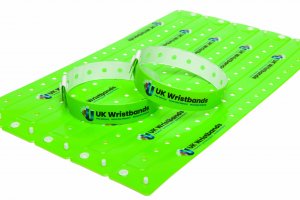1000 Custom printed Neon Green L Shaped Wristbands