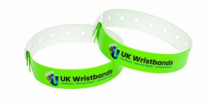 1000 Custom printed Neon Green L Shaped Wristbands