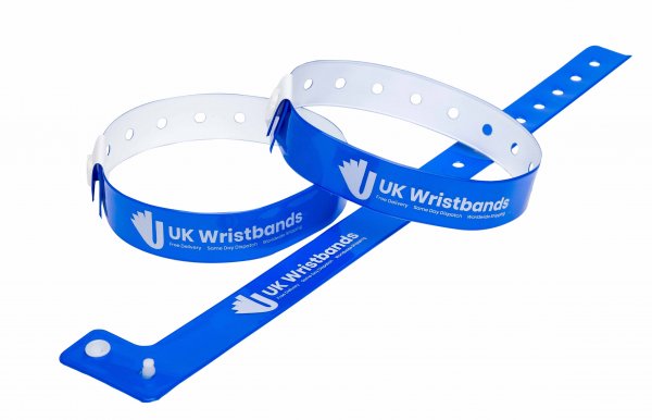 100 Custom printed Neon Blue L Shaped Wristbands