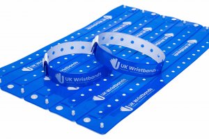 500 Custom printed Neon Blue L Shaped Wristbands