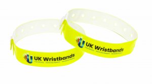 500 Custom printed Neon Yellow L Shaped Wristbands