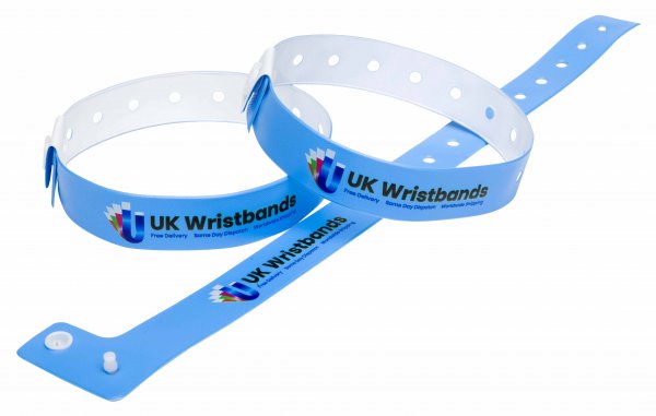 1000 Custom printed Sky Blue L Shaped Wristbands