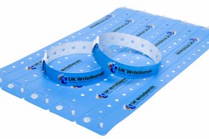 1000 Custom printed Sky Blue L Shaped Wristbands