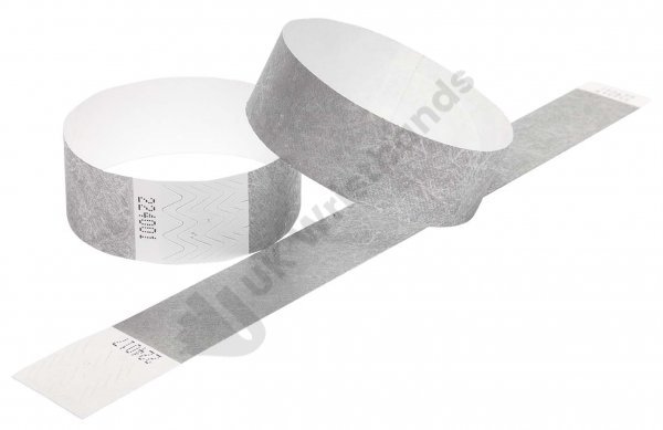 Clearance 100 Silver Tyvek Wristbands 3/4"