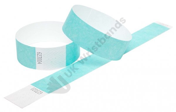 Clearance 100 Aqua Tyvek Wristbands 3/4"