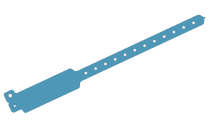 Custom Printed Light Blue WideFace L Shaped Vinyl Wristbands