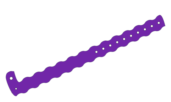 Custom Printed Purple Wavey L Shaped Vinyl Wristbands