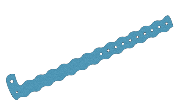 Custom Printed Light Blue Glitter Wavey L Shaped Vinyl Wristbands