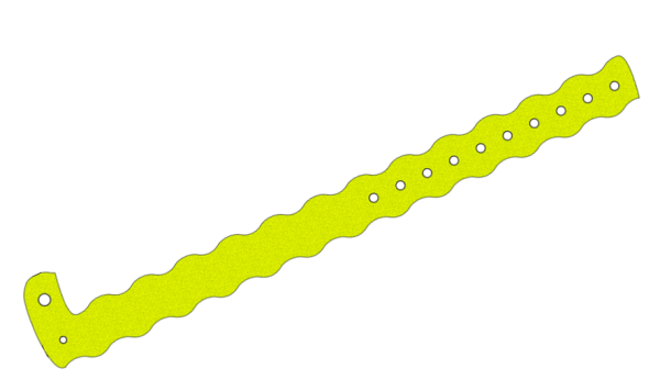 Custom Printed Yellow Glitter Wavey L Shaped Vinyl Wristbands
