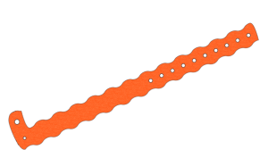Custom Printed Orange Glitter Wavey L Shaped Vinyl Wristbands