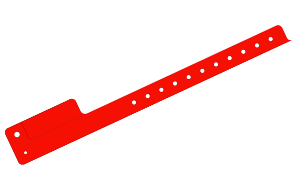 Custom Printed Red L Shaped 1 Tab Vinyl Wristbands