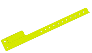 Custom Printed Yellow Glitter L Shaped 1 Tab Vinyl Wristbands