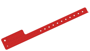Custom Printed Red Glitter L Shaped 1 Tab Vinyl Wristbands