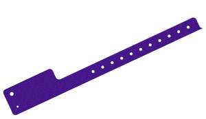 Custom Printed Purple Glitter L Shaped 1 Tab Vinyl Wristbands