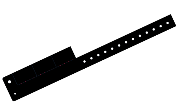 Custom Printed Black L Shaped 3 Tabs Vinyl Wristbands