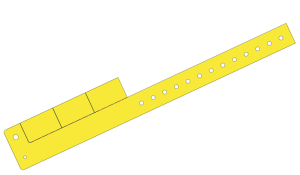 Custom Printed Yellow L Shaped 3 Tabs Vinyl Wristbands