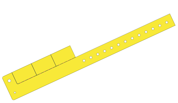 Custom Printed Yellow L Shaped 3 Tabs Vinyl Wristbands