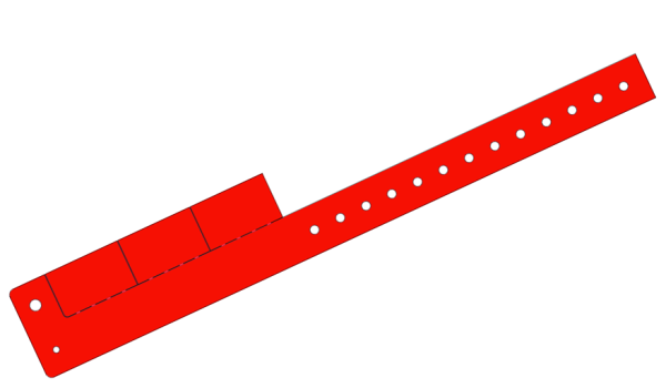 Custom Printed Red L Shaped 3 Tabs Vinyl Wristbands