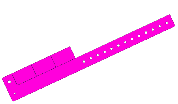 Custom Printed Pink L Shaped 3 Tabs Vinyl Wristbands