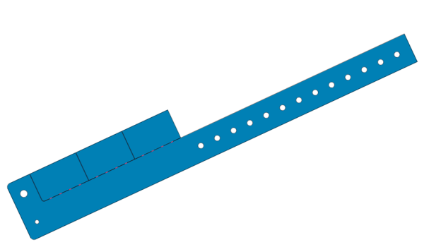Custom Printed Mid Blue L Shaped 3 Tabs Vinyl Wristbands