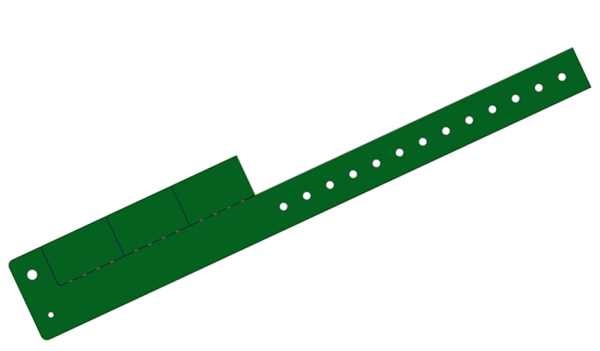 Custom Printed Dark Green L Shaped 3 Tabs Vinyl Wristbands