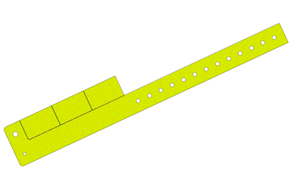 Custom Printed Yellow Glitter L Shaped 3 Tabs Vinyl Wristbands