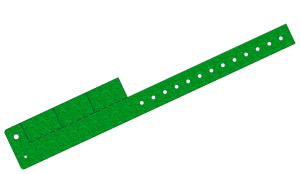 Custom Printed Dark Green Glitter L Shaped 3 Tabs Vinyl Wristbands