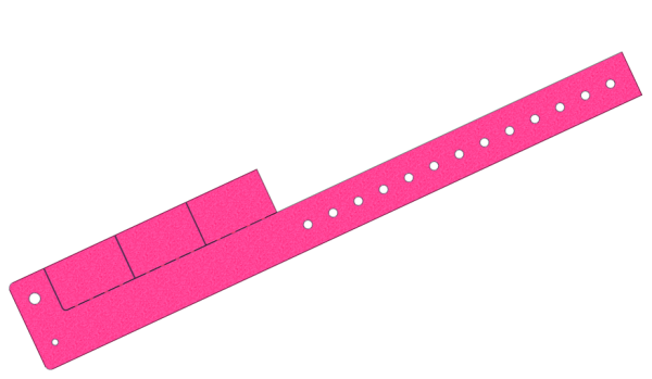 Plain Pink Glitter L Shaped 3 Tabs Vinyl Wristbands