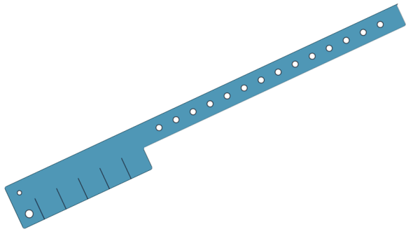 Custom Printed Light Blue L Shaped 5 Tabs Vinyl Wristbands