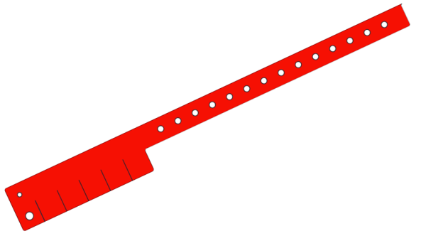 Custom Printed Red L Shaped 5 Tabs Vinyl Wristbands