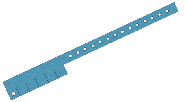Custom Printed Light Blue Glitter L Shaped 5 Tabs Vinyl Wristbands