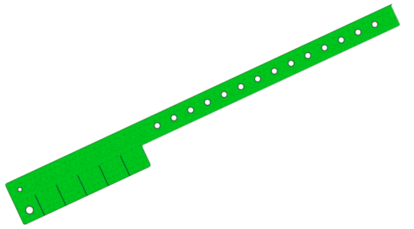 Custom Printed Green Glitter L Shaped 5 Tabs Vinyl Wristbands
