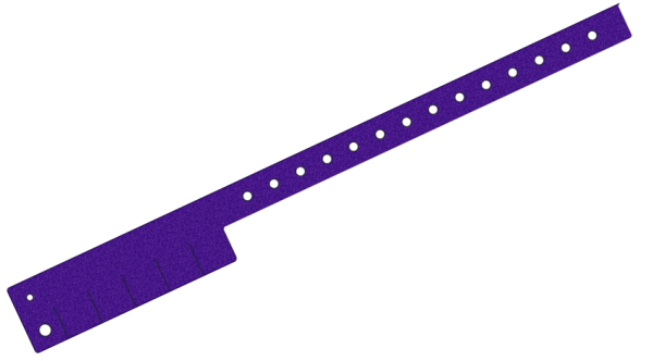 Custom Printed Purple Glitter L Shaped 5 Tabs Vinyl Wristbands