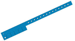 Custom Printed Mid Blue Glitter L Shaped 5 Tabs Vinyl Wristbands