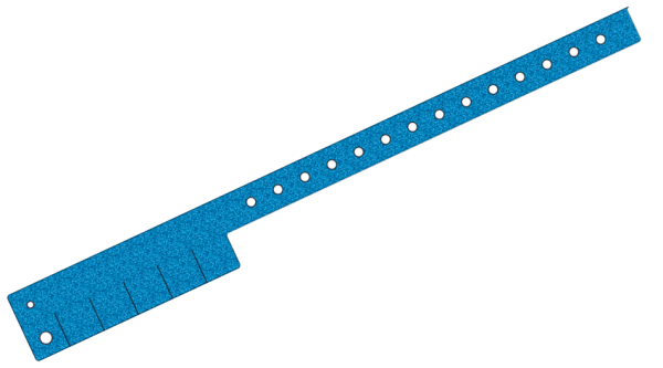 Custom Printed Mid Blue Glitter L Shaped 5 Tabs Vinyl Wristbands