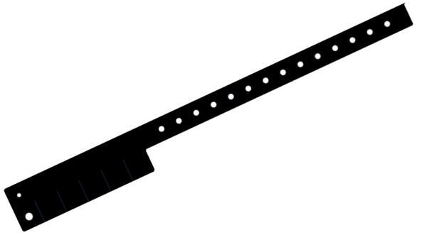 Plain Black L Shaped 5 Tabs Vinyl Wristbands