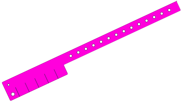 Plain Pink L Shaped 5 Tabs Vinyl Wristbands