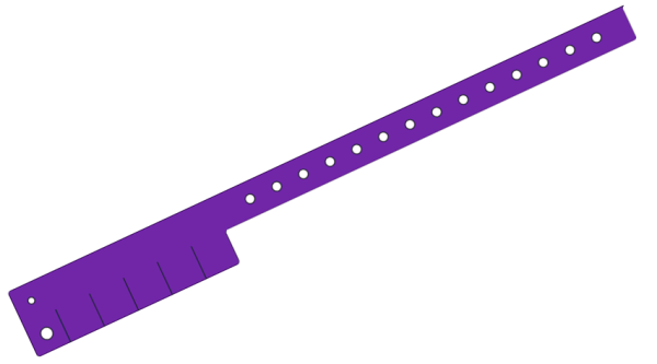 Plain Purple L Shaped 5 Tabs Vinyl Wristbands