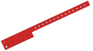 Plain Red Glitter L Shaped 5 Tabs Vinyl Wristbands