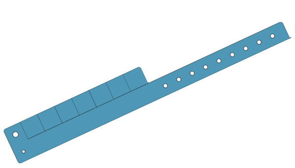 Custom Printed Light Blue L Shaped 7 Tabs Vinyl Wristbands