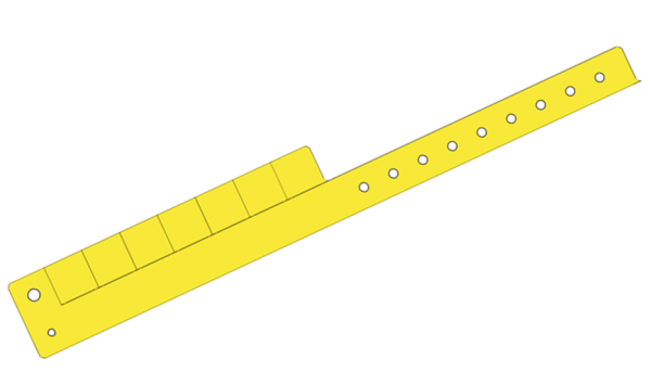 Custom Printed Yellow L Shaped 7 Tabs Vinyl Wristbands