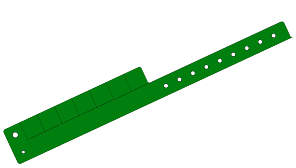 Custom Printed Green L Shaped 7 Tabs Vinyl Wristbands