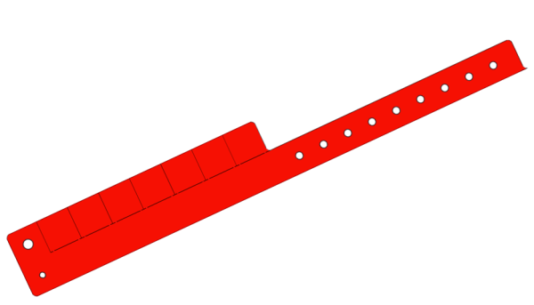 Custom Printed Red L Shaped 7 Tabs Vinyl Wristbands