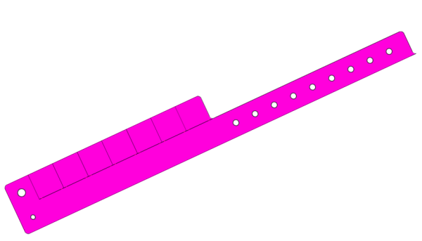 Custom Printed Pink L Shaped 7 Tabs Vinyl Wristbands