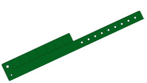 Custom Printed Dark Green L Shaped 7 Tabs Vinyl Wristbands