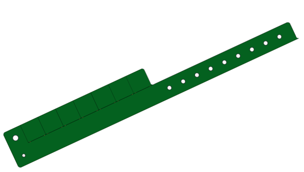 Custom Printed Dark Green L Shaped 7 Tabs Vinyl Wristbands
