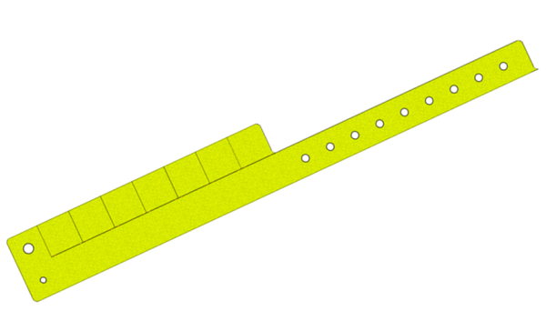 Custom Printed Yellow Glitter L Shaped 7 Tabs Vinyl Wristbands